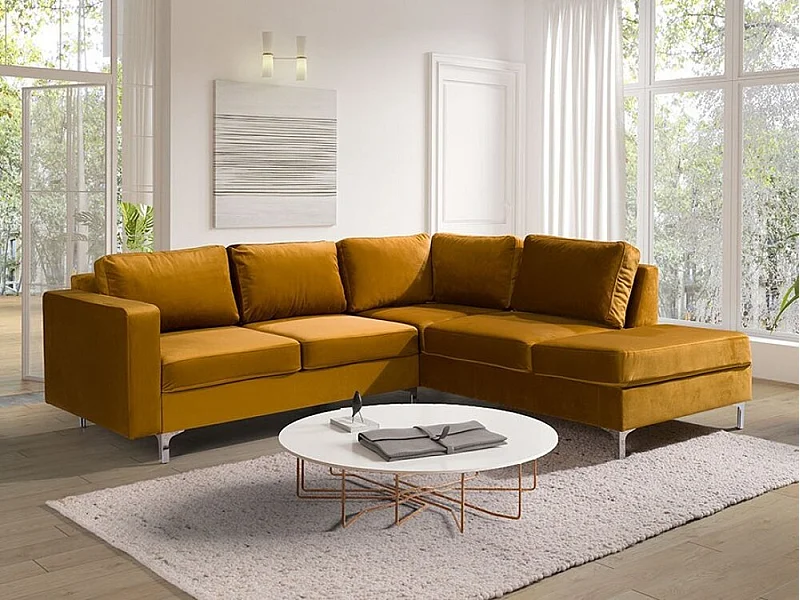 Canapé d'angle Providence 139, Jaune, 236x212x81cm