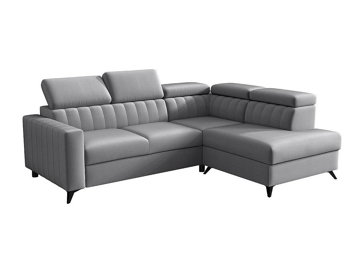 Sofá rinconero Columbus 202, Gris, Función de descanso, Almacenaje, 249x195x80cm