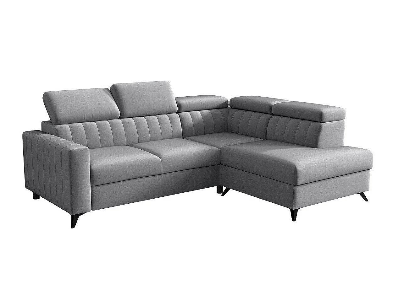 Canapé d'angle convertible 3 places en tissu gris COLUMBUS 249x195x80 cm