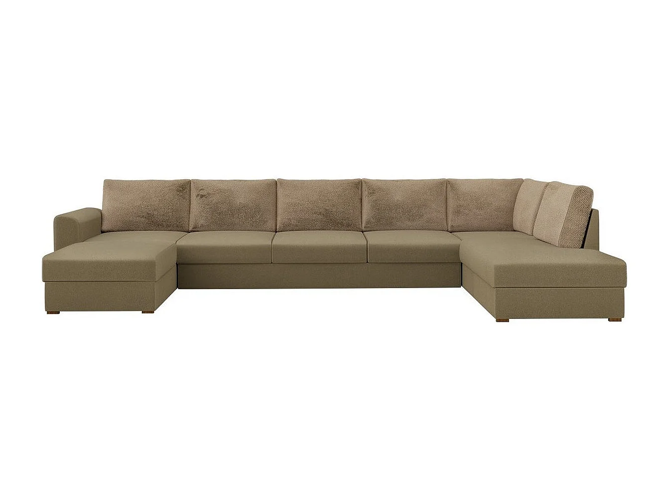 Sofá rinconero Comfivo 191, De color marrón claro, Función de descanso, Almacenaje, 370cm