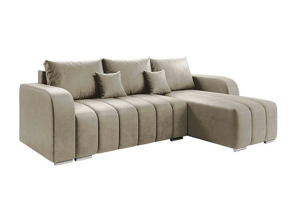 Sofá rinconero Muncie 107, De color marrón claro, Función de descanso, Almacenaje, 244cm