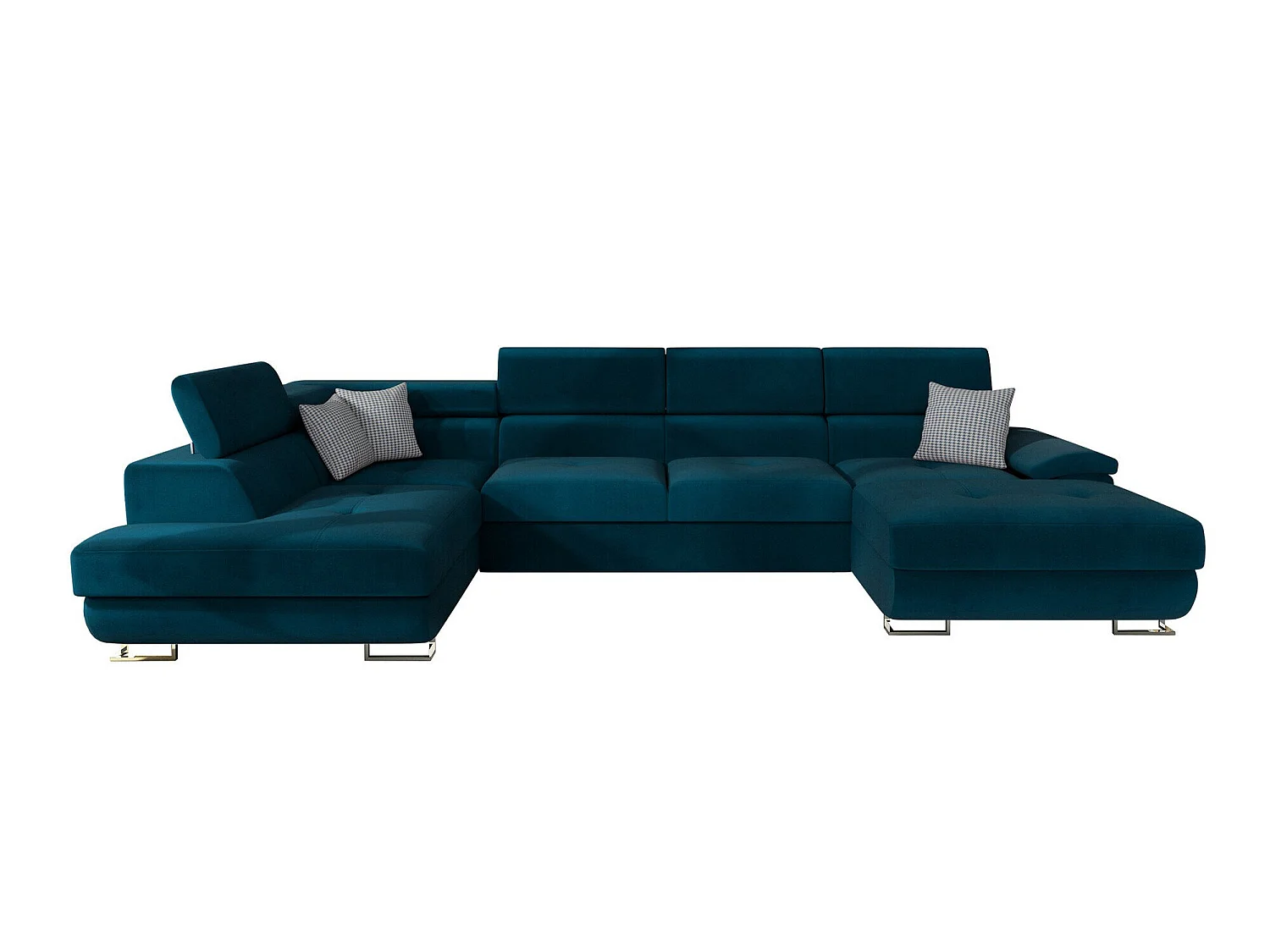 Canapé d'angle convertible 3 places en tissu turquoise