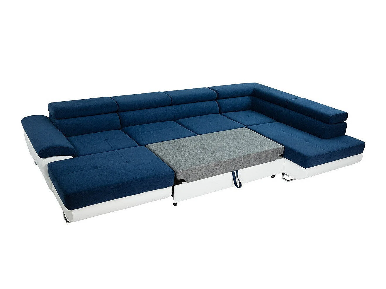 Canapé d'angle convertible 3 places en tissu turquoise