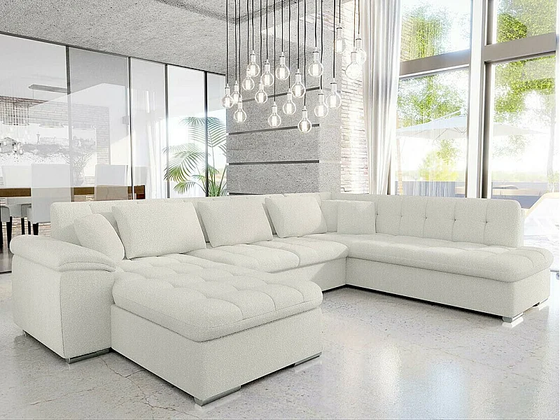 Canapé d'angle Comfivo 180, Brun clair, Fonction de couchage, 348x205x76cm