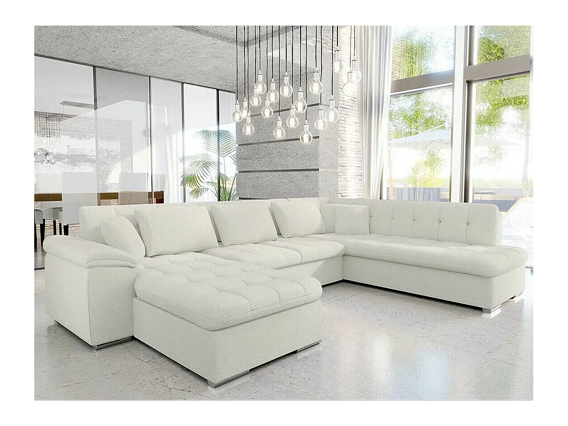 Canapé d'angle Comfivo 180, Brun clair, Fonction de couchage, 348x205x76cm