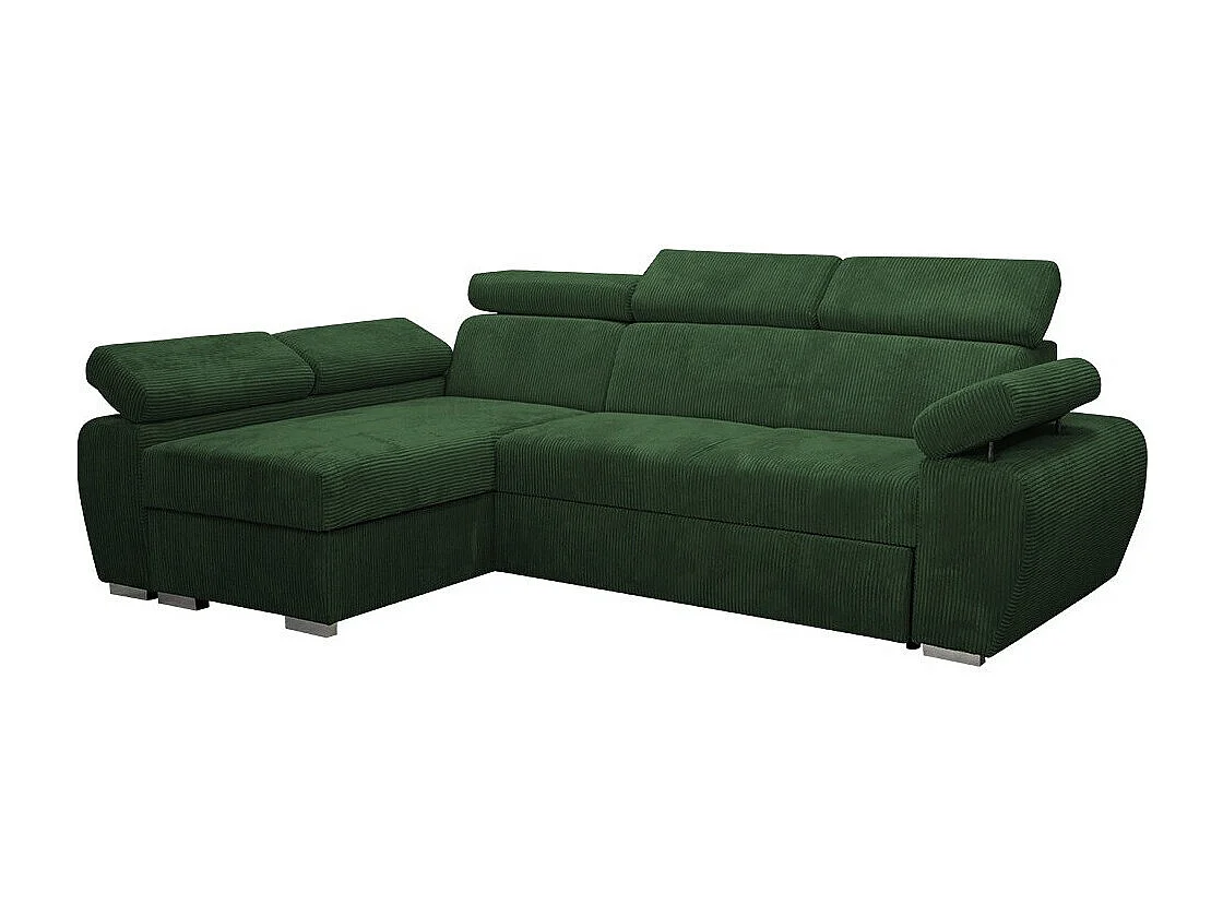 Sofá rinconero Columbus 192, Verde, Función de descanso, Almacenaje, 255x170x85cm