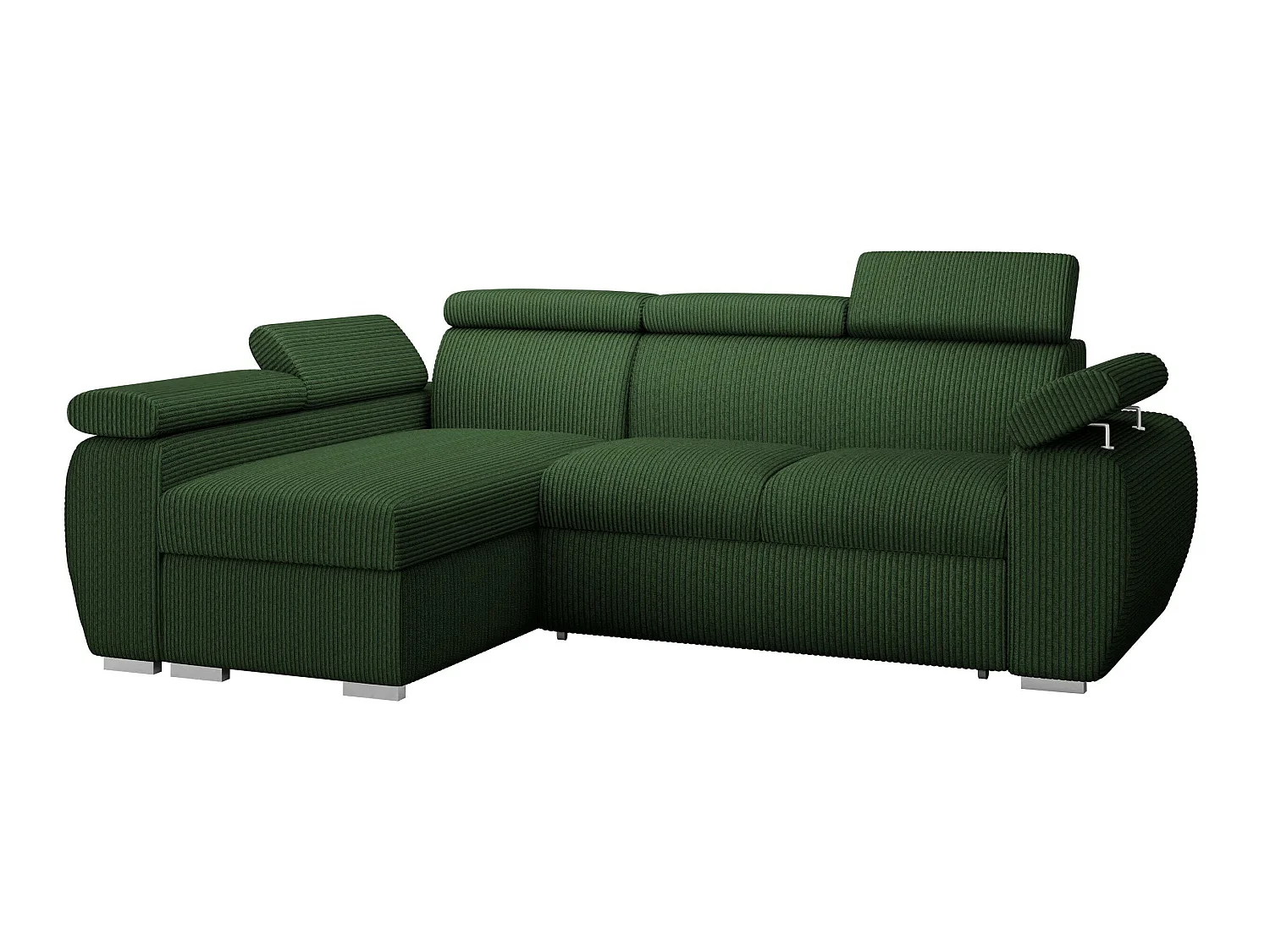 Sofá rinconero Columbus 192, Verde, Función de descanso, Almacenaje