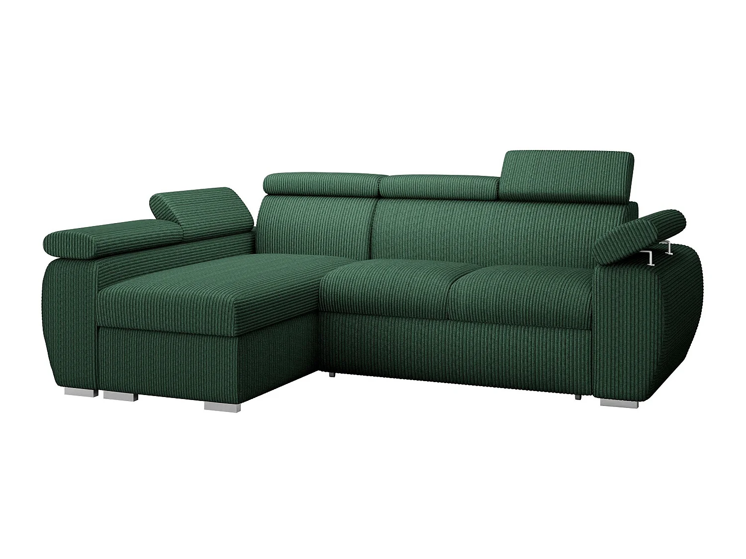 Sofá rinconero Columbus 192, Verde, Función de descanso, Almacenaje