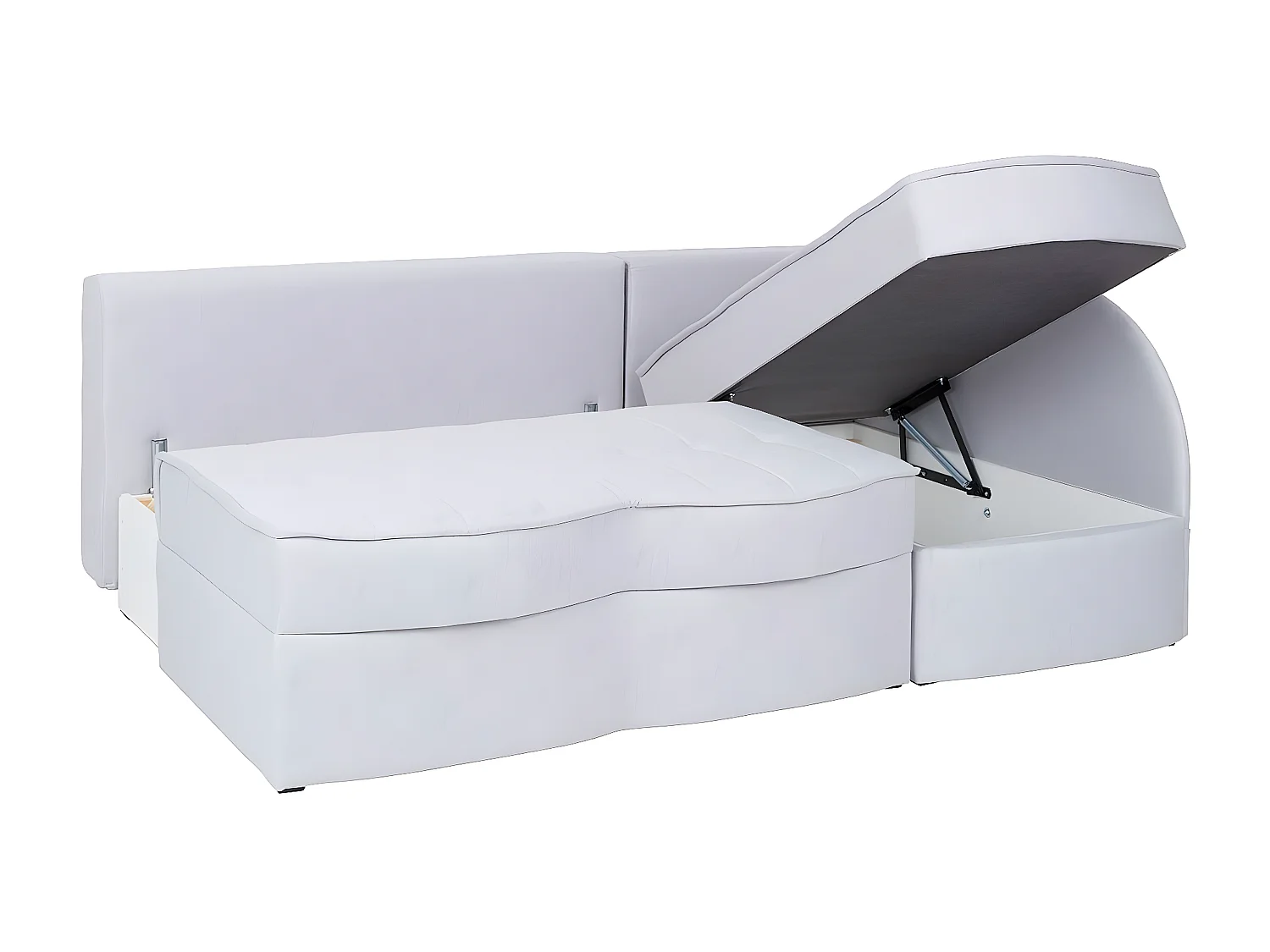 Canapé d'angle Providence 119, Noir, Fonction de couchage, Boîte de literie, 203x143x79cm