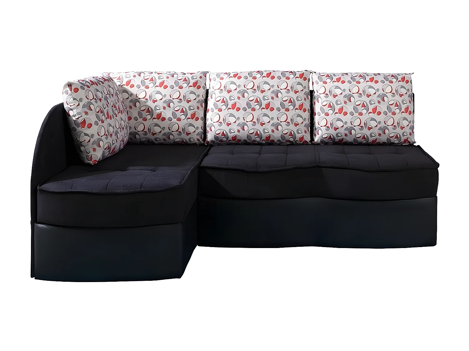 Canapé d'angle Providence 119, Noir, Fonction de couchage, Boîte de literie, 203x143x79cm