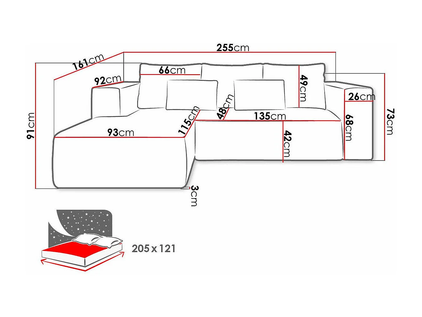 Canapé d'angle Arvada 116, Vert, Fonction de couchage, Boîte de literie, 255x161x91cm