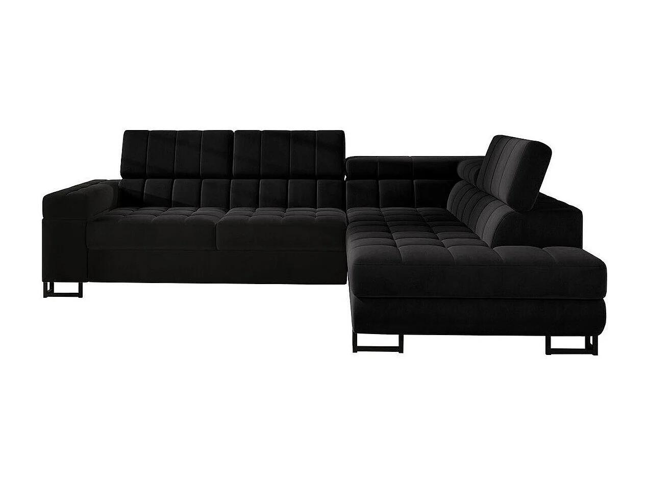 Sofá rinconero Comfivo 232, Negro, Función de descanso, Almacenaje, 271x203x71cm