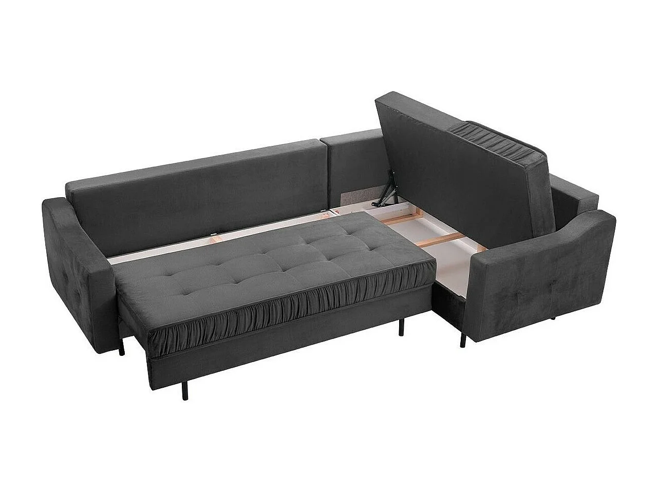 Canapé d'angle Kingsport 115, Brun clair, Fonction de couchage, Boîte de literie, 289cm