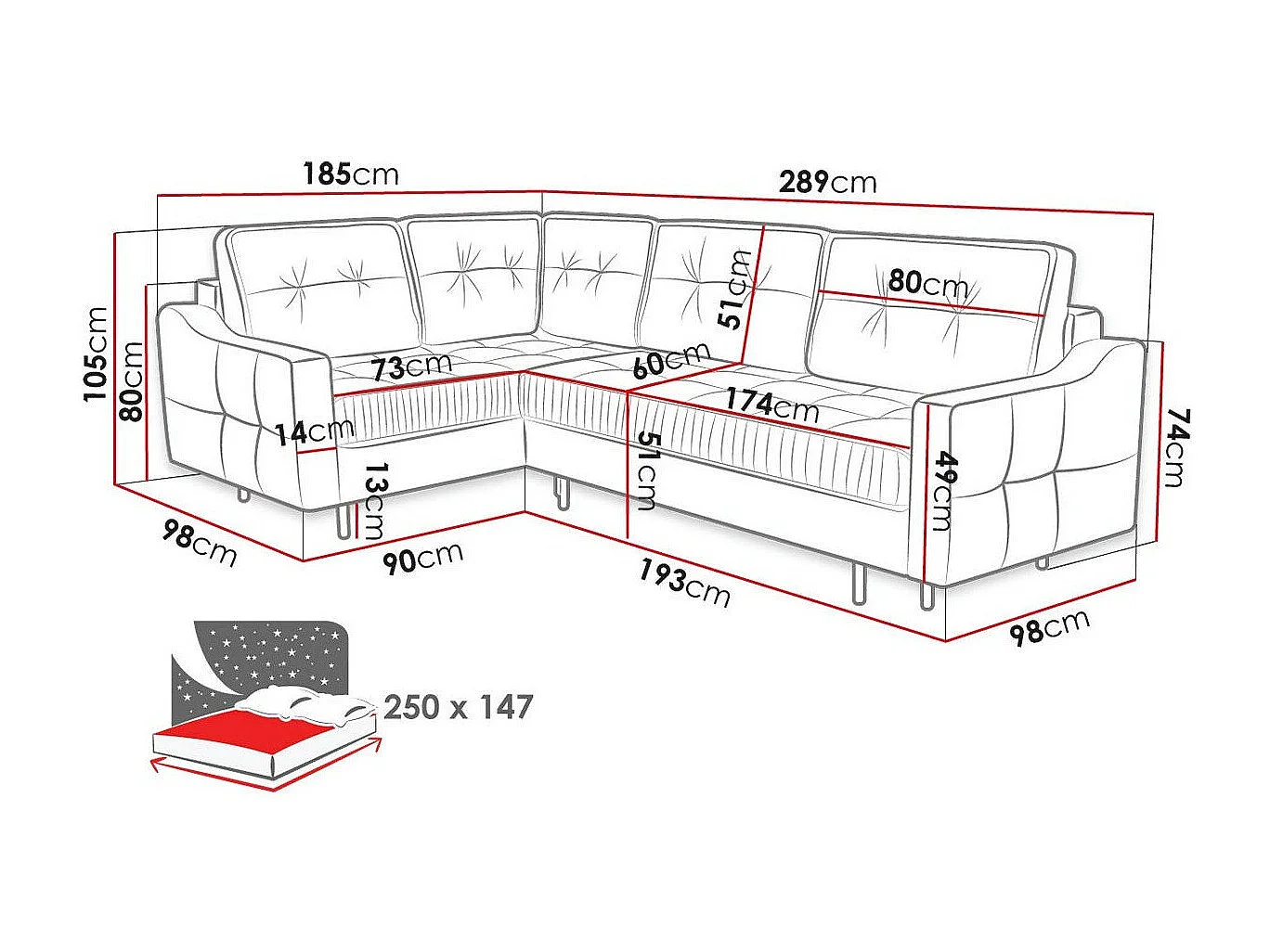 Canapé d'angle Kingsport 115, Brun clair, Fonction de couchage, Boîte de literie, 289cm