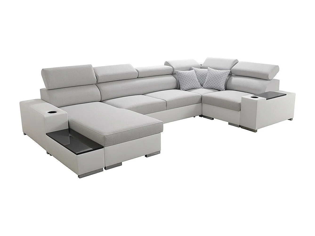 Canapé d'angle Pearland 101, Gris, Disponible, 358x205x80cm