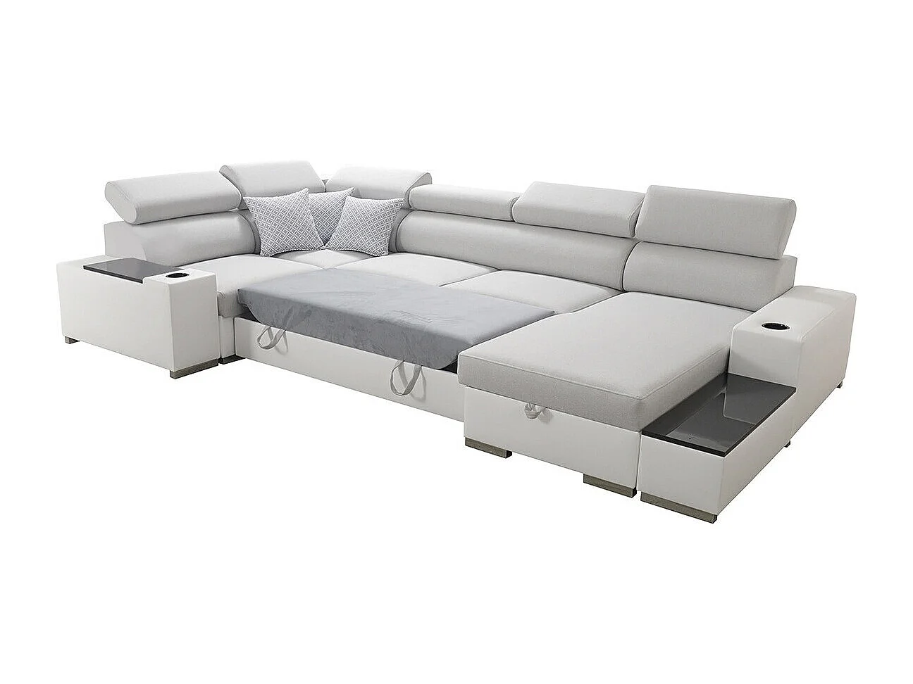 Canapé d'angle Pearland 101, Gris, Disponible, 358x205x80cm