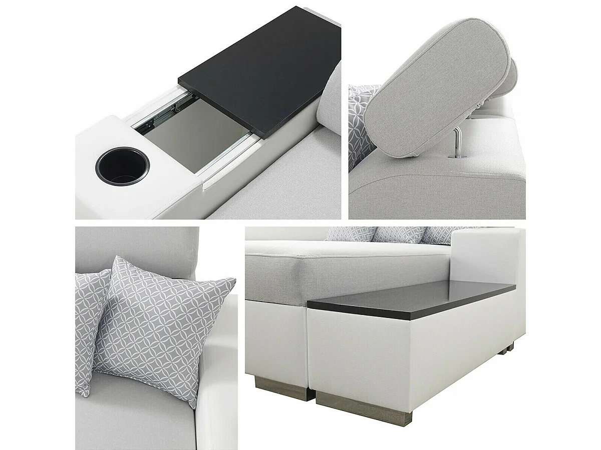 Canapé d'angle Pearland 101, Gris, Disponible, 358x205x80cm