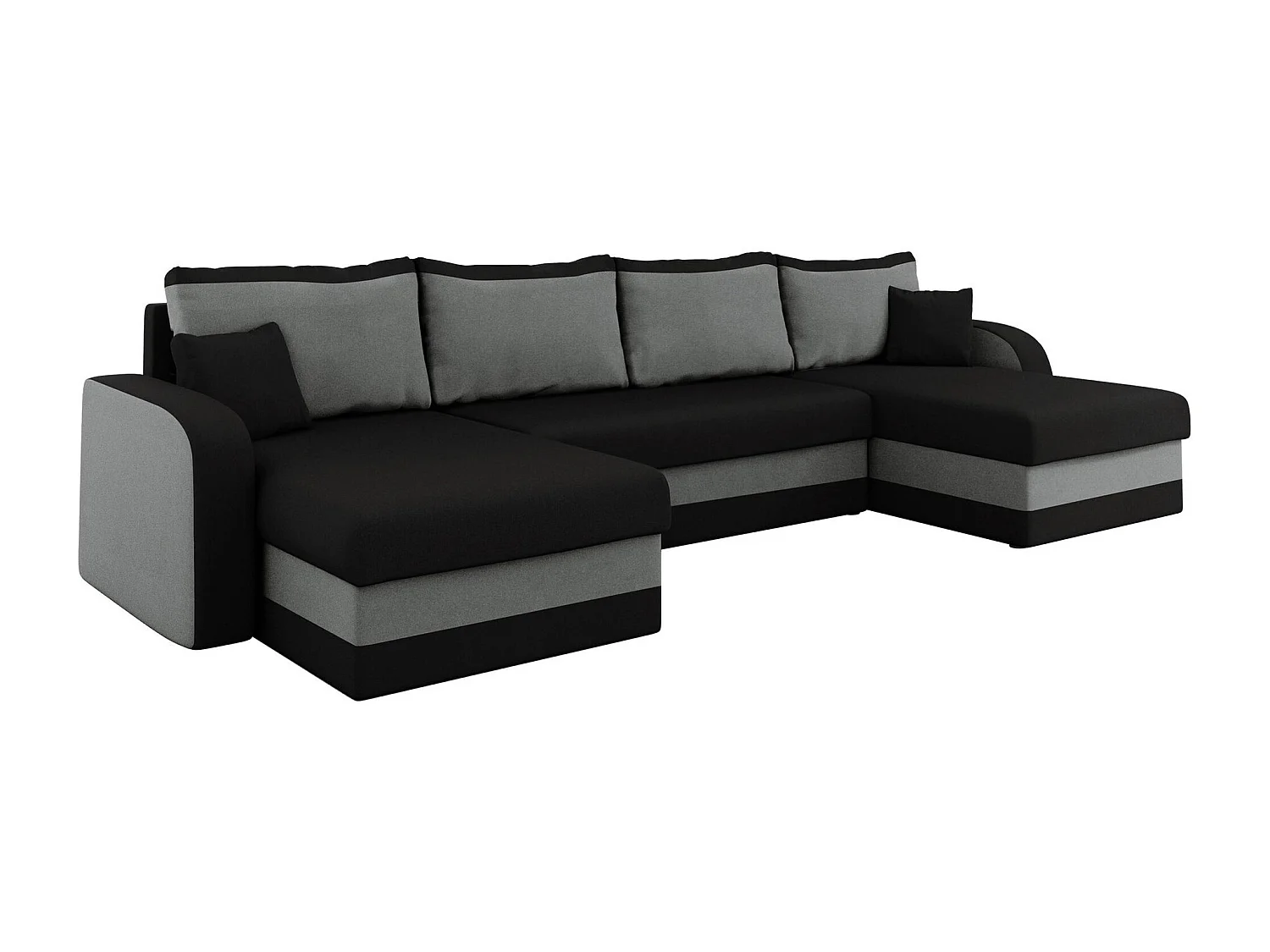 Sofá rinconero Comfivo 297, Negro, Función de descanso, Almacenaje, 304x140x80cm