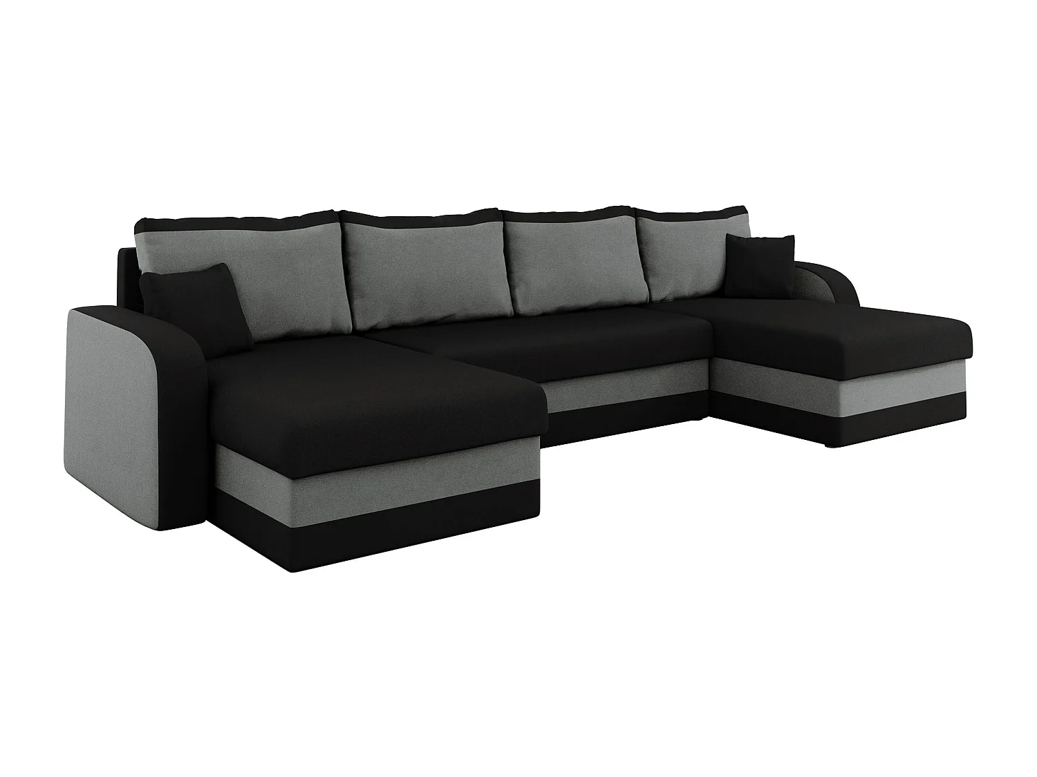 Sofá rinconero Comfivo Melissa III, Negro, Función de descanso, Almacenaje, 304x140x80cm