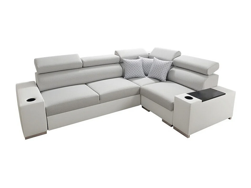 Canapé d'angle Pearland 104, Gris, Disponible, 282x205x80cm