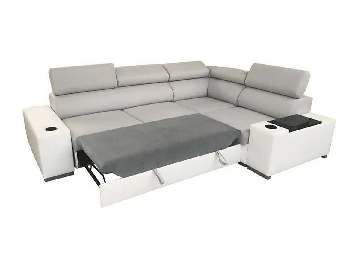 Canapé d'angle Pearland 104, Gris, Disponible, 282x205x80cm