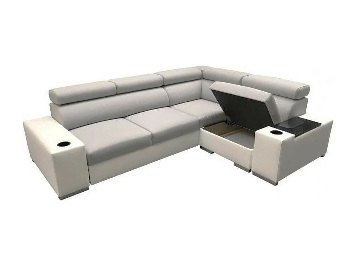 Canapé d'angle Pearland 104, Gris, Disponible, 282x205x80cm