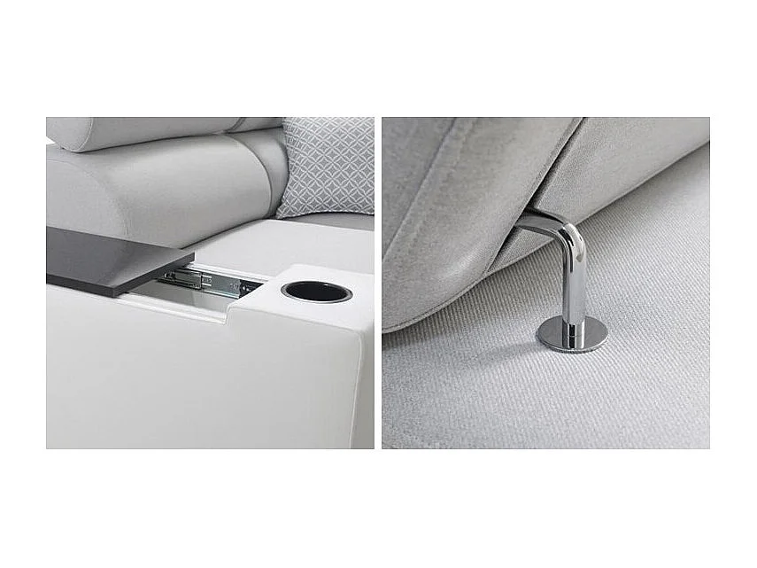 Canapé d'angle Pearland 104, Gris, Disponible, 282x205x80cm