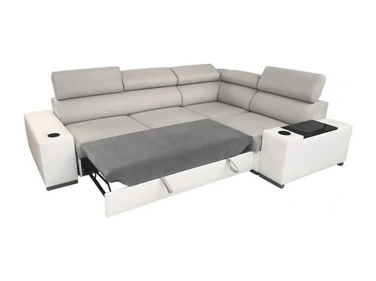 Canapé d'angle Pearland 104, Gris, Disponible, 282x205x80cm