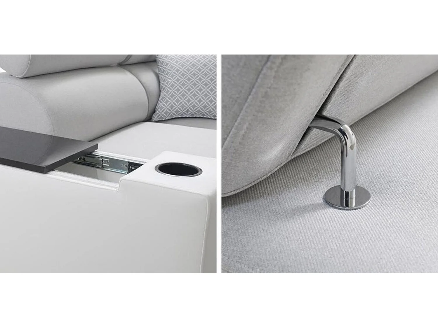 Canapé d'angle Pearland 104, Gris, Disponible, 282x205x80cm