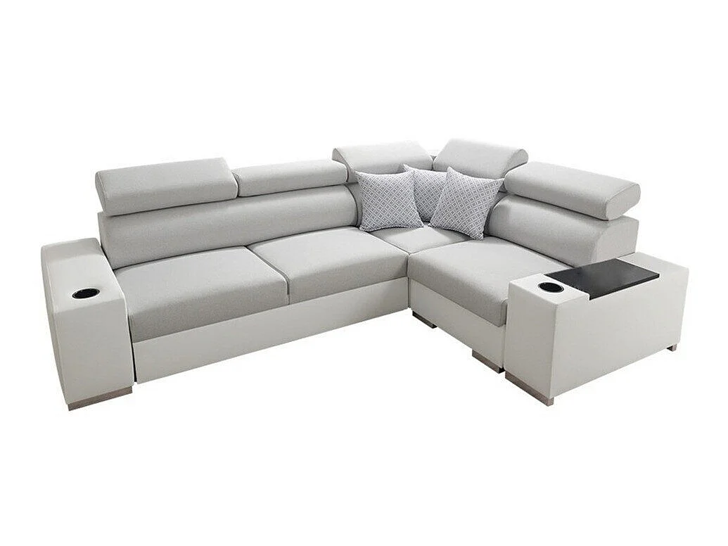 Sofá rinconero Pearland 104, Gris claro, Función de descanso