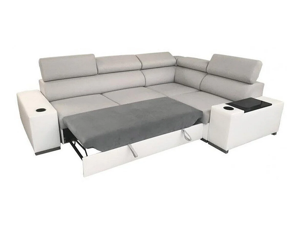 Sofá rinconero Pearland 104, Gris claro, Función de descanso