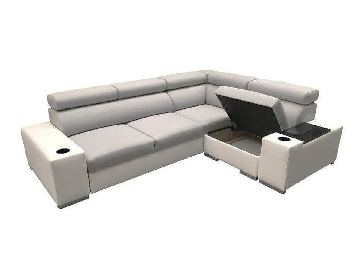 Sofá rinconero Pearland 104, Gris claro, Función de descanso