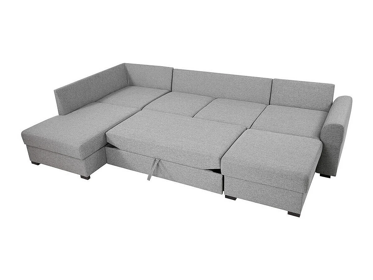 Canapé d'angle convertible 3 places gris 305x188x85 cm