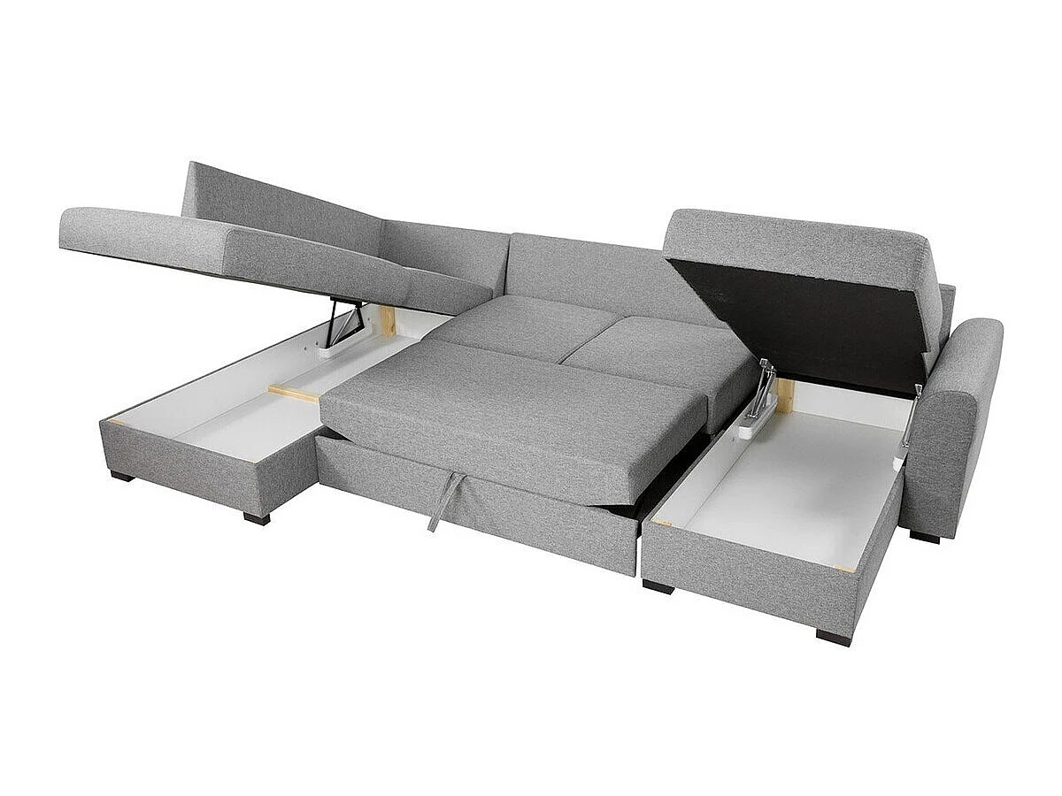 Canapé d'angle convertible 3 places gris 305x188x85 cm