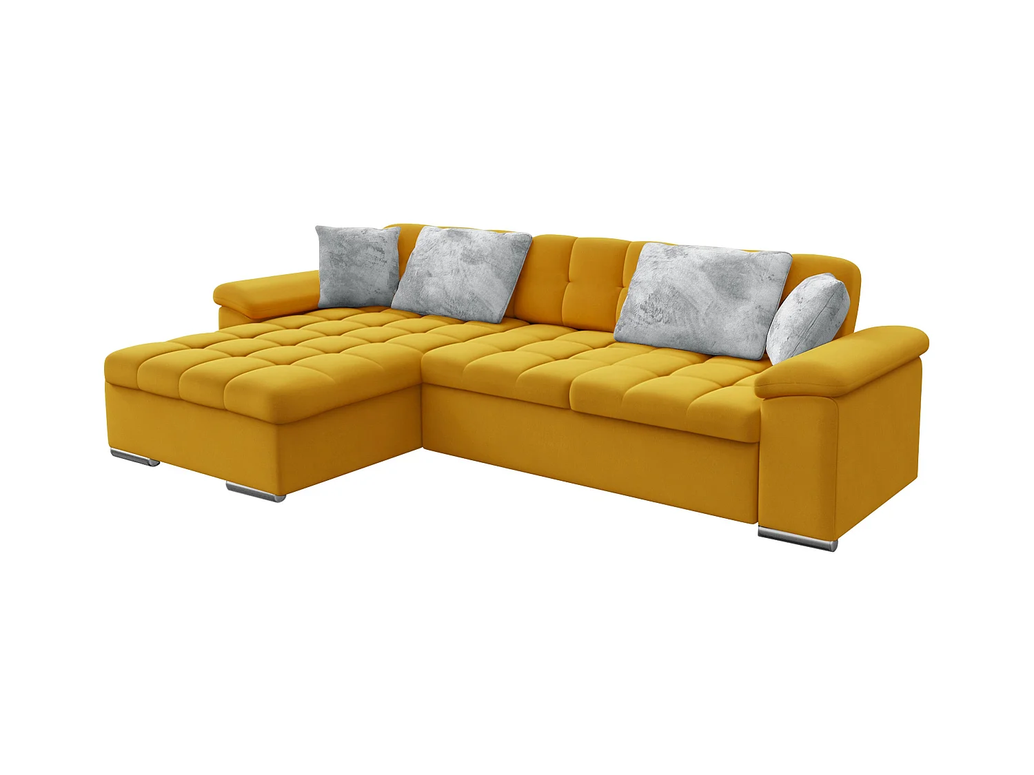 Canapé d'angle Comfivo 181, Jaune, Fonction de couchage, Boîte de literie, 280x160x76cm