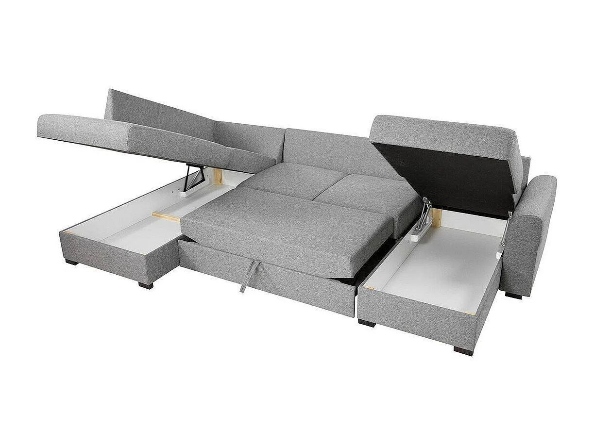 Sofá rinconero Comfivo 261, Blanco, Función de descanso, Almacenaje, 305x188x85cm