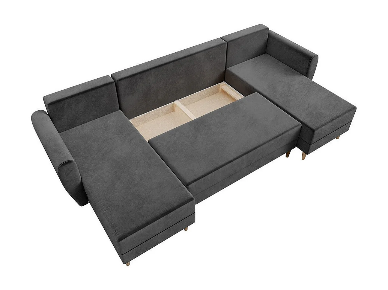 Canapé d'angle Memphis 110, Vert, Fonction de couchage, Boîte de literie, 307x139x95cm