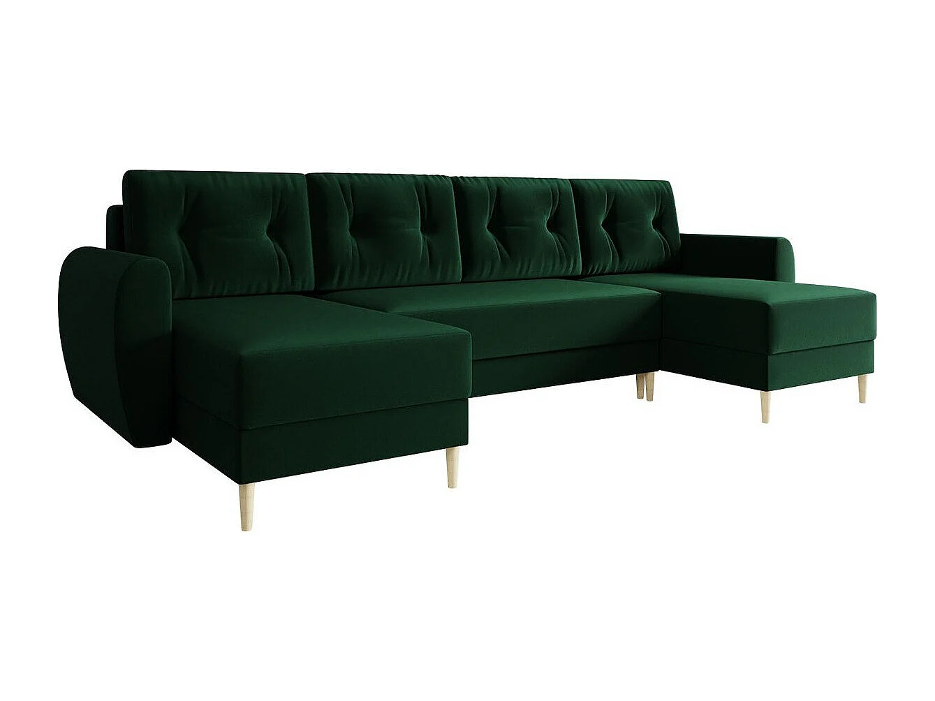 Sofá rinconero Memphis 110, Verde, Función de descanso, Almacenaje, 307x139x95cm