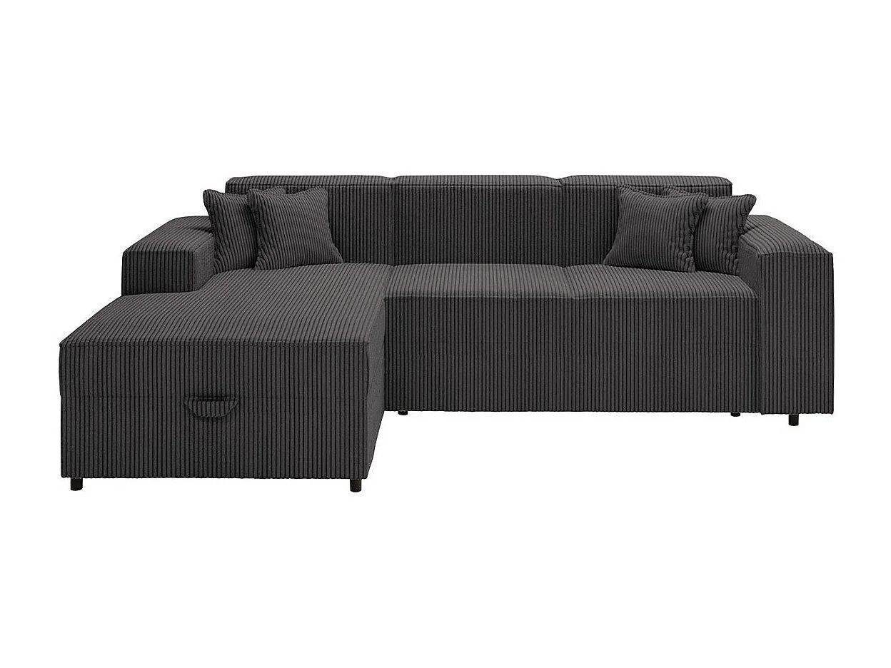 Sofá rinconero Clovis 116, Gris, Función de descanso, Almacenaje, 253x166x79cm