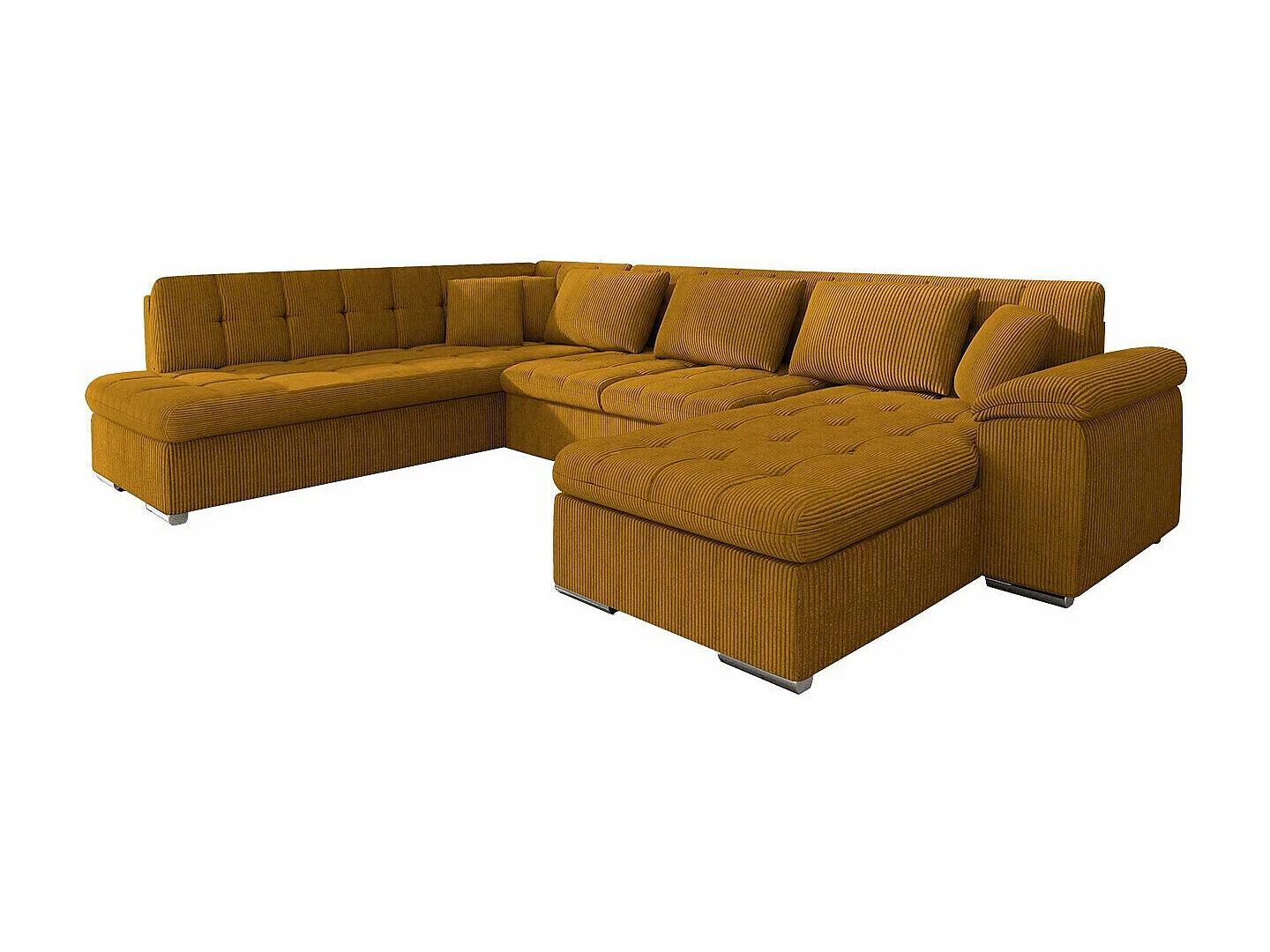 Sofá rinconero Comfivo Gemma II, Amarillo, Función de descanso, 348x205x76cm