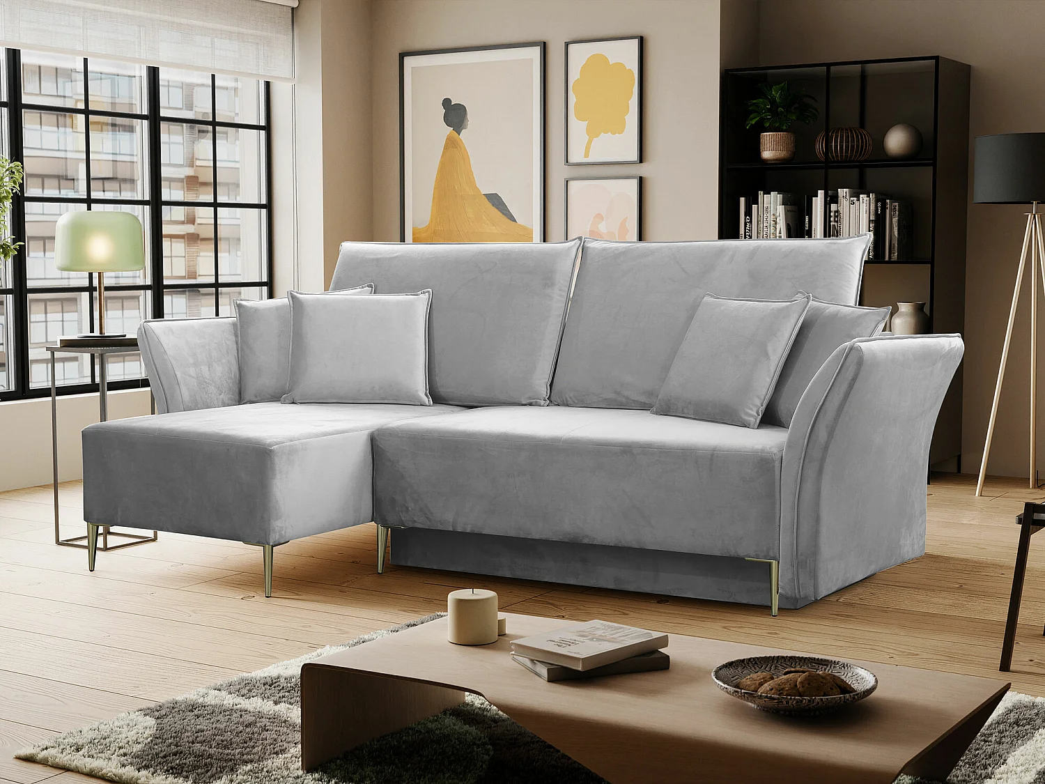 Sofá de canto Providence 146, Cinzento, Funcionalidade de dormir