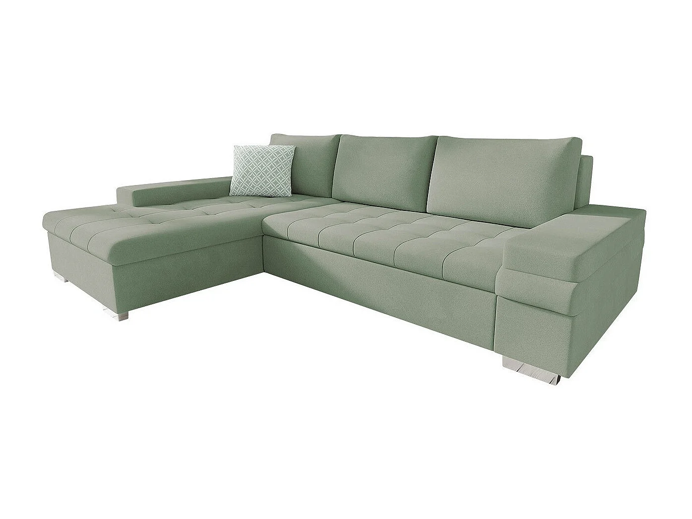 Sofá rinconero Comfivo 121, Verde, Función de descanso, Almacenaje, 274x182x83cm