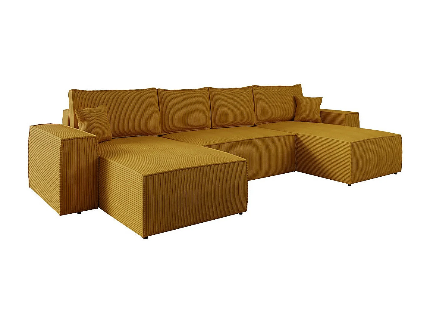 Canapé d'angle Clovis 109, Jaune, Fonction de couchage, Boîte de literie, 370x174x94cm