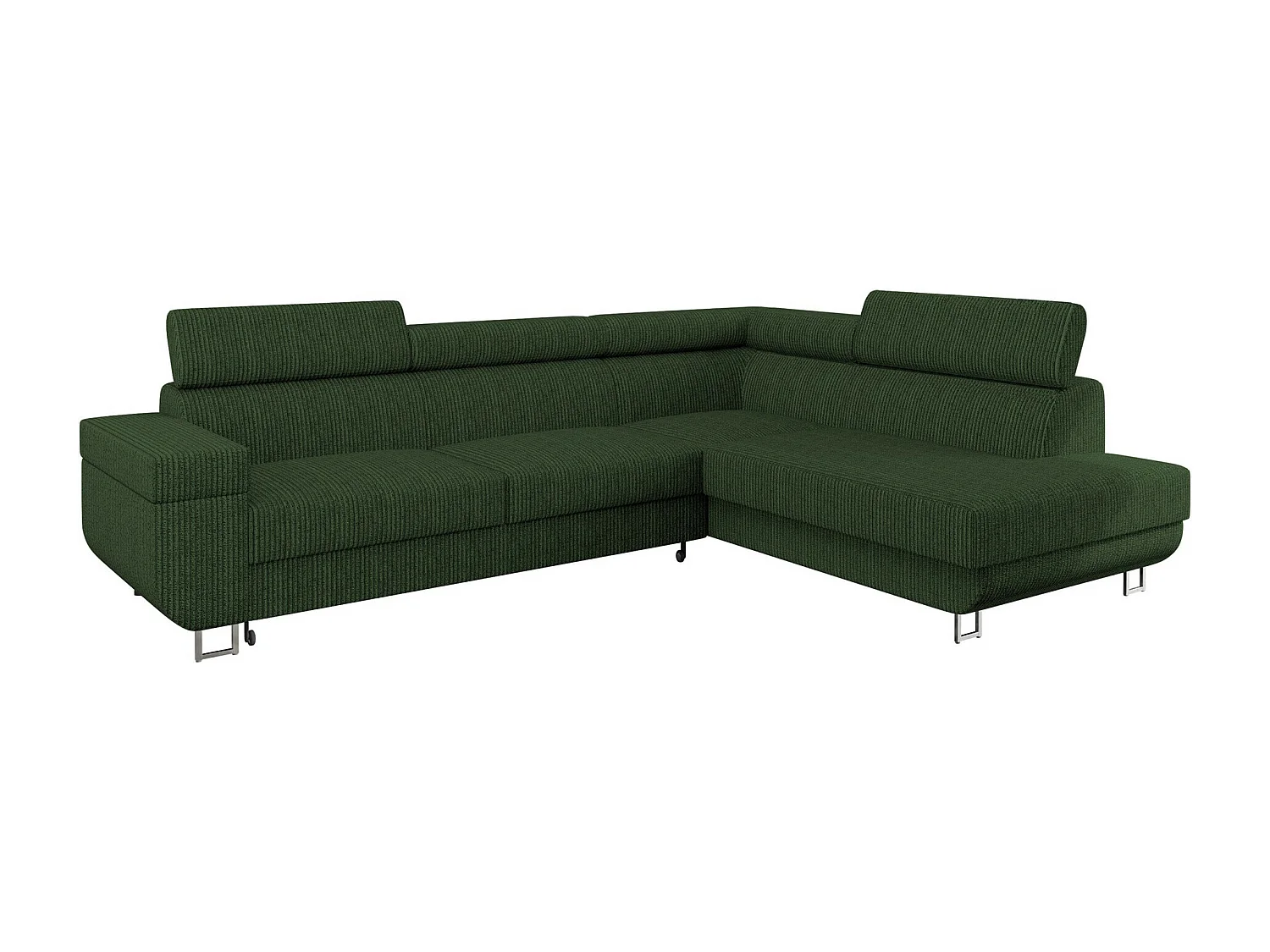 Canapé d'angle Comfivo 306, Vert, Fonction de couchage, Boîte de literie, 253x188x71cm