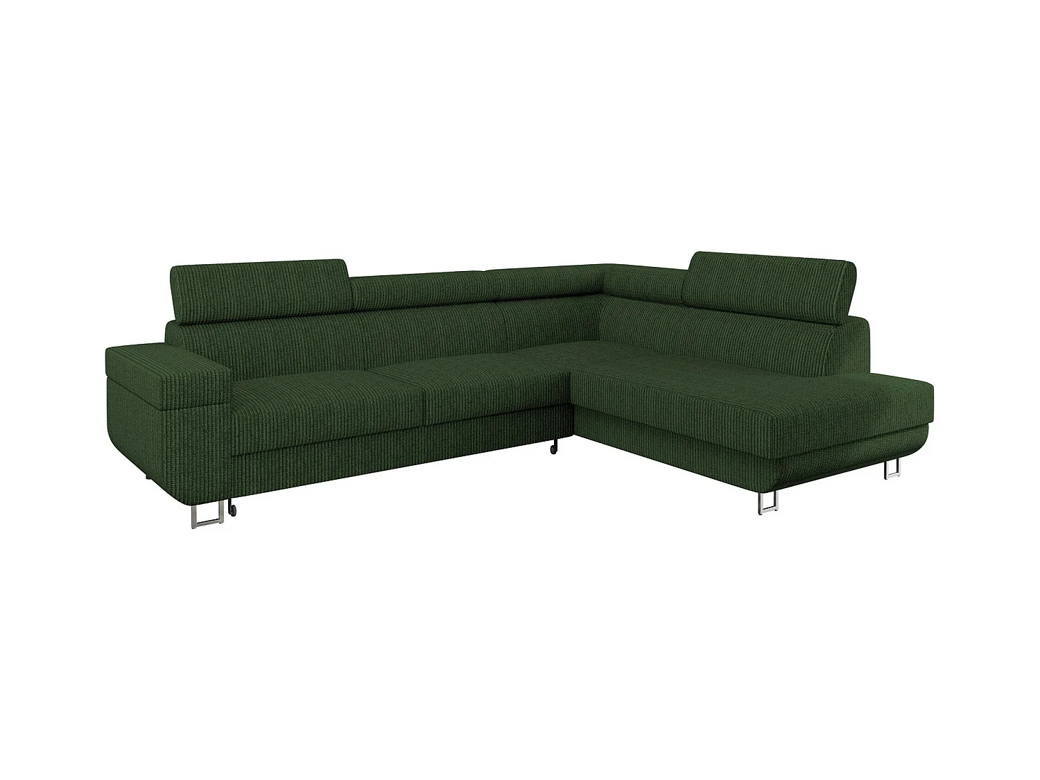 Ecksofa mit Schlaffunktion und Bettkasten - 253x188x71-86 cm - Poso 14 - Seite: Rechts - Fonti Cord