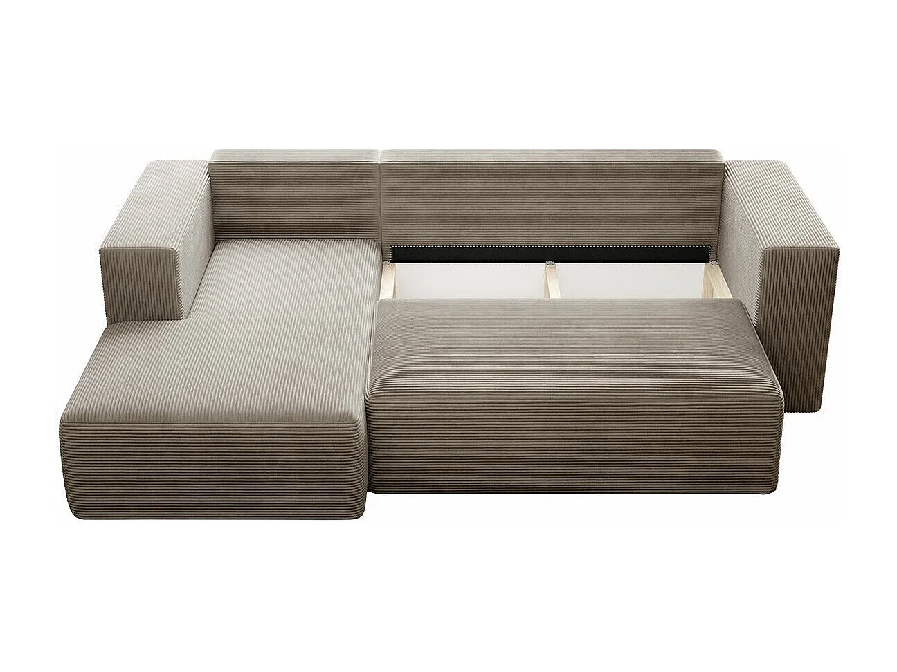 Sofá rinconero Arvada 116, Amarillo, Función de descanso, Almacenaje, 255x161x91cm