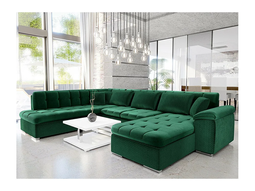 Sofá rinconero Comfivo 180, Verde, Función de descanso, 348x205x76cm