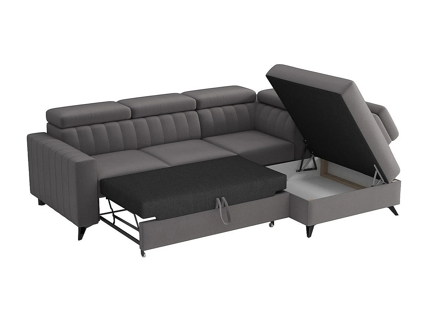 Sofá de canto Columbus 202, Castanho claro, Funcionalidade de dormir