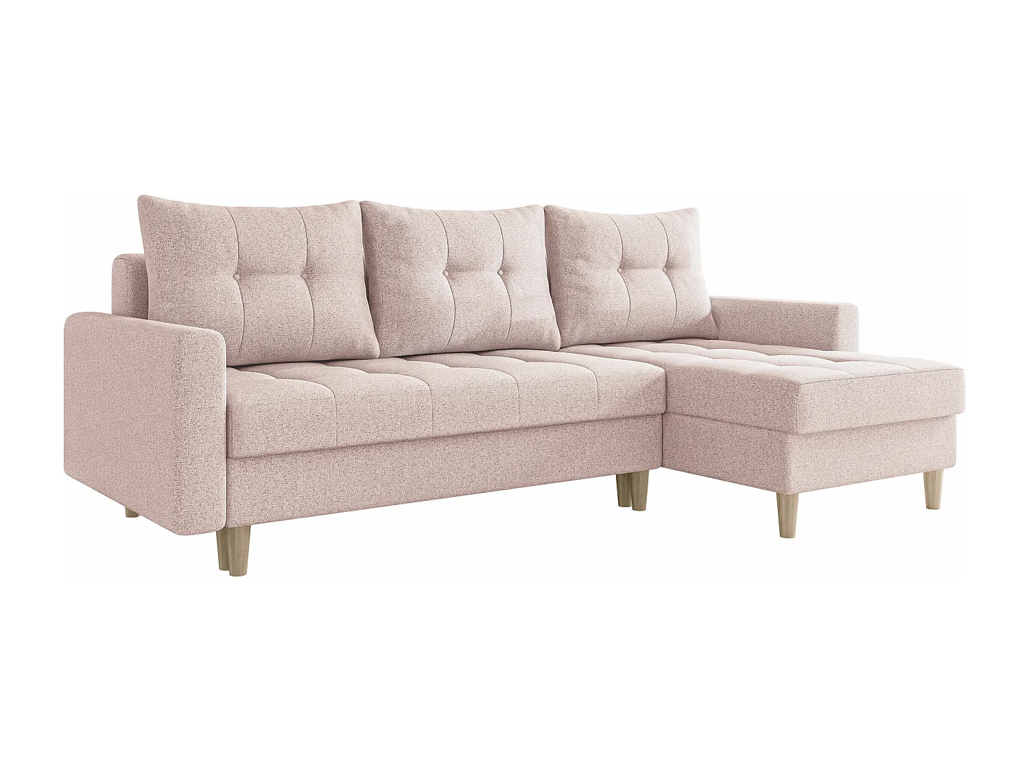 Sofá rinconero Boulder 100, Rosa, Función de descanso, Almacenaje, 222x140x90cm