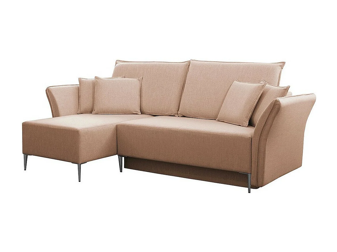 Canapé d'angle Providence 146, Rose, Fonction de couchage, Boîte de literie, 247x142x96cm